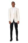 Shop_Amaare_White Wool Blend Embroidered Tuxedo And Pant Set  _at_Aza_Fashions