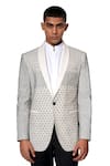 Buy_Amaare_White Wool Blend Embroidered Tuxedo And Pant Set  _at_Aza_Fashions