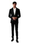 Buy_Amaare_Black Wool Blend Pintuck Tuxedo And Pant Set  _at_Aza_Fashions