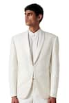 Buy_Amaare_White Wool Blend Pintuck Tuxedo And Pant Set  _Online_at_Aza_Fashions