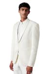 Shop_Amaare_White Wool Blend Pintuck Tuxedo And Pant Set  _Online_at_Aza_Fashions