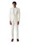 Buy_Amaare_White Wool Blend Pintuck Tuxedo And Pant Set  _at_Aza_Fashions