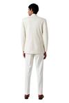 Shop_Amaare_White Wool Blend Pintuck Tuxedo And Pant Set  _at_Aza_Fashions