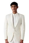 Buy_Amaare_White Wool Blend Pintuck Tuxedo And Pant Set  _Online_at_Aza_Fashions