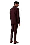 Shop_Amaare_Maroon Wool Blend Pintuck Tuxedo And Pant Set  _at_Aza_Fashions