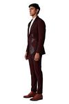 Amaare_Maroon Wool Blend Pintuck Tuxedo And Pant Set_Online_at_Aza_Fashions