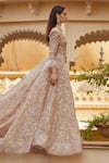 Buy_Amit GT_Peach Satin Embroidered Gown_Online_at_Aza_Fashions