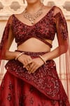 Buy Amit GT Red Tulle, Satin Organza V Neck Embroidered Blouse And Draped Lehenga Set Online at Aza Fashions Buy_Amit GT_Red Tulle, Satin Organza V Neck Embroidered Blouse And Draped Lehenga Set _Online_at_Aza_Fashions