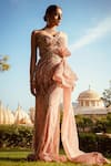 Buy Amit GT Peach Tulle One Shoulder Embroidered Gown at Aza Fashions Buy_Amit GT_Peach Tulle One Shoulder Embroidered Gown _at_Aza_Fashions