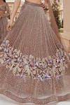 Shop_Amit GT_Grey Tulle One Shoulder Embroidered Draped Blouse And Lehenga Set _Online_at_Aza_Fashions
