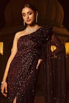 Buy Amit GT Maroon Bordeaux One Shoulder Draped Gown Online at Aza Fashions Buy_Amit GT_Maroon Bordeaux One Shoulder Draped Gown _Online_at_Aza_Fashions