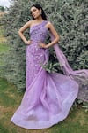 Buy Amit GT Purple One Shoulder Embroidered Gown at Aza Fashions Buy_Amit GT_Purple One Shoulder Embroidered Gown _at_Aza_Fashions
