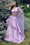 Buy Amit GT Purple One Shoulder Draped Blouse And Layered Lehenga Set at Aza Fashions Buy_Amit GT_Purple One Shoulder Draped Blouse And Layered Lehenga Set _at_Aza_Fashions