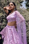 Amit GT Purple One Shoulder Draped Blouse And Layered Lehenga Set Online at Aza Fashions Amit GT_Purple One Shoulder Draped Blouse And Layered Lehenga Set _Online_at_Aza_Fashions