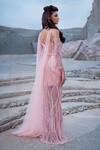 Shop_Amit GT_Pink Tulle And Bugle Sweetheart Neck Amadeus Embellished Gown _at_Aza_Fashions