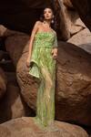 Buy_Amit GT_Green Tulle Verdura One Shoulder Gown_at_Aza_Fashions