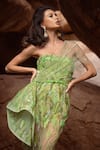 Shop_Amit GT_Green Tulle Verdura One Shoulder Gown_Online_at_Aza_Fashions