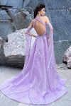 Shop_Amit GT_Purple Tulle Embellishment Sequin And Aurora Chrystalis Gown With Train  _at_Aza_Fashions