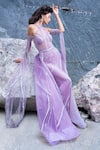 Amit GT_Purple Tulle Embellishment Sequin And Aurora Chrystalis Gown With Train  _Online_at_Aza_Fashions