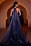 Shop_Amit GT_Blue Tulle Ira Grecian Draped Embroidered Gown_at_Aza_Fashions