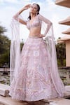 Buy_Amit GT_Pink Tulle Akira Embroidered Lehenga And Blouse Set_Online_at_Aza_Fashions