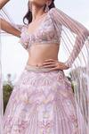 Shop_Amit GT_Pink Tulle Akira Embroidered Lehenga And Blouse Set_Online_at_Aza_Fashions