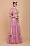 Amit GT_Pink Tulle Embroidered Lehenga Set _Online_at_Aza_Fashions