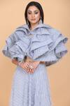 Buy_Amit GT_Grey Fringe Ruffle Crop Top And Skirt Set _Online_at_Aza_Fashions