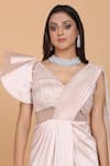 Buy_Amit GT_Pink Satin Pre-draped Saree Gown  _Online_at_Aza_Fashions