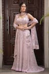 Buy_Amit GT_Pink Tulle Sweetheart Neck Embroidered Lehenga Set _at_Aza_Fashions