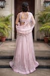 Shop_Amit GT_Pink Tulle Sweetheart Neck Embroidered Lehenga Set _at_Aza_Fashions