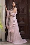 Amit GT_Pink Tulle Sweetheart Neck Embroidered Lehenga Set _Online_at_Aza_Fashions
