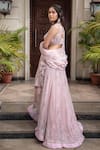 Shop_Amit GT_Pink Tulle Sweetheart Neck Embroidered Lehenga Set _Online_at_Aza_Fashions