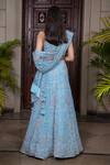 Shop_Amit GT_Blue Tulle Sweetheart Neck Embroidered Lehenga Set _at_Aza_Fashions