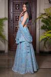 Buy_Amit GT_Blue Tulle Sweetheart Neck Embroidered Lehenga Set _Online_at_Aza_Fashions
