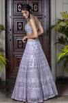 Shop Amit GT Purple Tulle Sweetheart Neck Embroidered Lehenga Set at Aza Fashions Shop_Amit GT_Purple Tulle Sweetheart Neck Embroidered Lehenga Set _at_Aza_Fashions