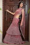 Shop_Amit GT_Pink Tulle Embroidered Pre-draped Lehenga Saree_Online_at_Aza_Fashions