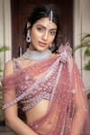 Amit GT_Pink Tulle Embroidered Pre-draped Lehenga Saree_at_Aza_Fashions