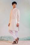 Buy_Charkhee_White Kurta Chanderi Plain And Pant Set _at_Aza_Fashions