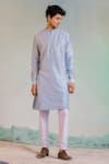 Buy_Charkhee_Blue Kurta Chanderi Plain And Pant Set _at_Aza_Fashions