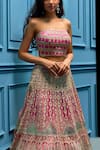 Buy_Angad Singh_Pink Net Interlining Satin Embroidered Cape And Lehenga Set _Online_at_Aza_Fashions