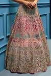 Angad Singh_Pink Net Interlining Satin Embroidered Cape And Lehenga Set _at_Aza_Fashions
