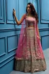 Buy_Angad Singh_Pink Net Interlining Satin Embroidered Cape And Lehenga Set _at_Aza_Fashions