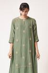 Buy_Dot_Green Chanderi Round Kurta Set _at_Aza_Fashions