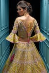 Angad Singh_Yellow Organza Dupatta Net Interlining Satin V Neck Lehenga Set _Online_at_Aza_Fashions