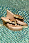 Buy_Foot Fuel_Gold Embroidery Amorous Charm Embellished Wedges _at_Aza_Fashions