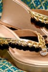 Shop_Foot Fuel_Gold Embroidery Amorous Charm Embellished Wedges _at_Aza_Fashions