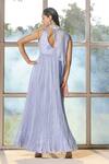 Shop_ISHA GUPTA TAYAL_Purple Silk And Chiffon Cords High Neck Gown With Draped Cape _at_Aza_Fashions