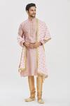 Arihant Rai Sinha_Pink Printed Velvet Dupatta_Online_at_Aza_Fashions