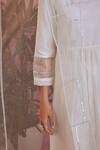 Shop_Charkhee_White Kurta Chanderi Lining 100% Cotton Embroidered Sequin Notched Set _Online_at_Aza_Fashions